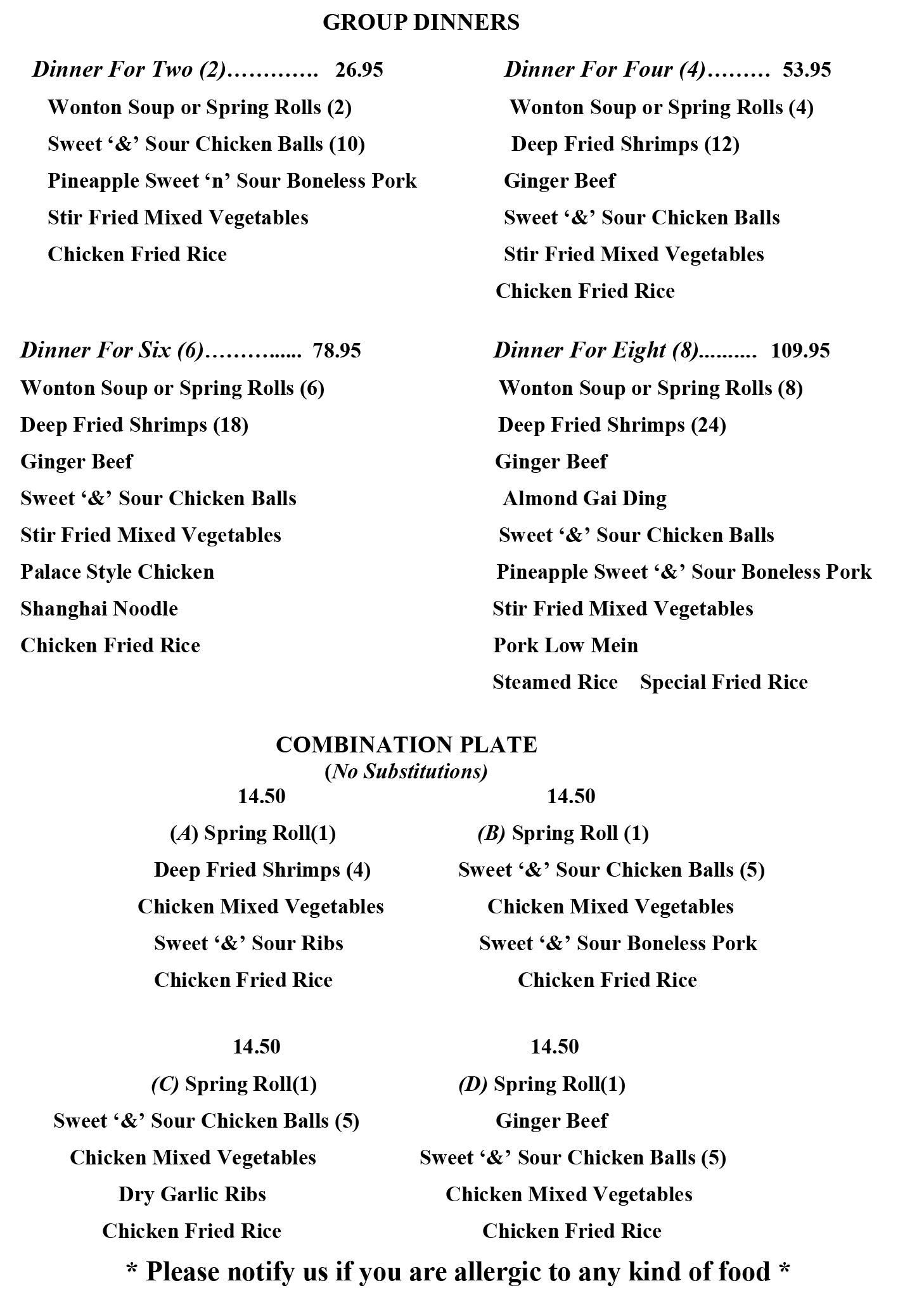 Menu Page Eight Menu Page Eight Image